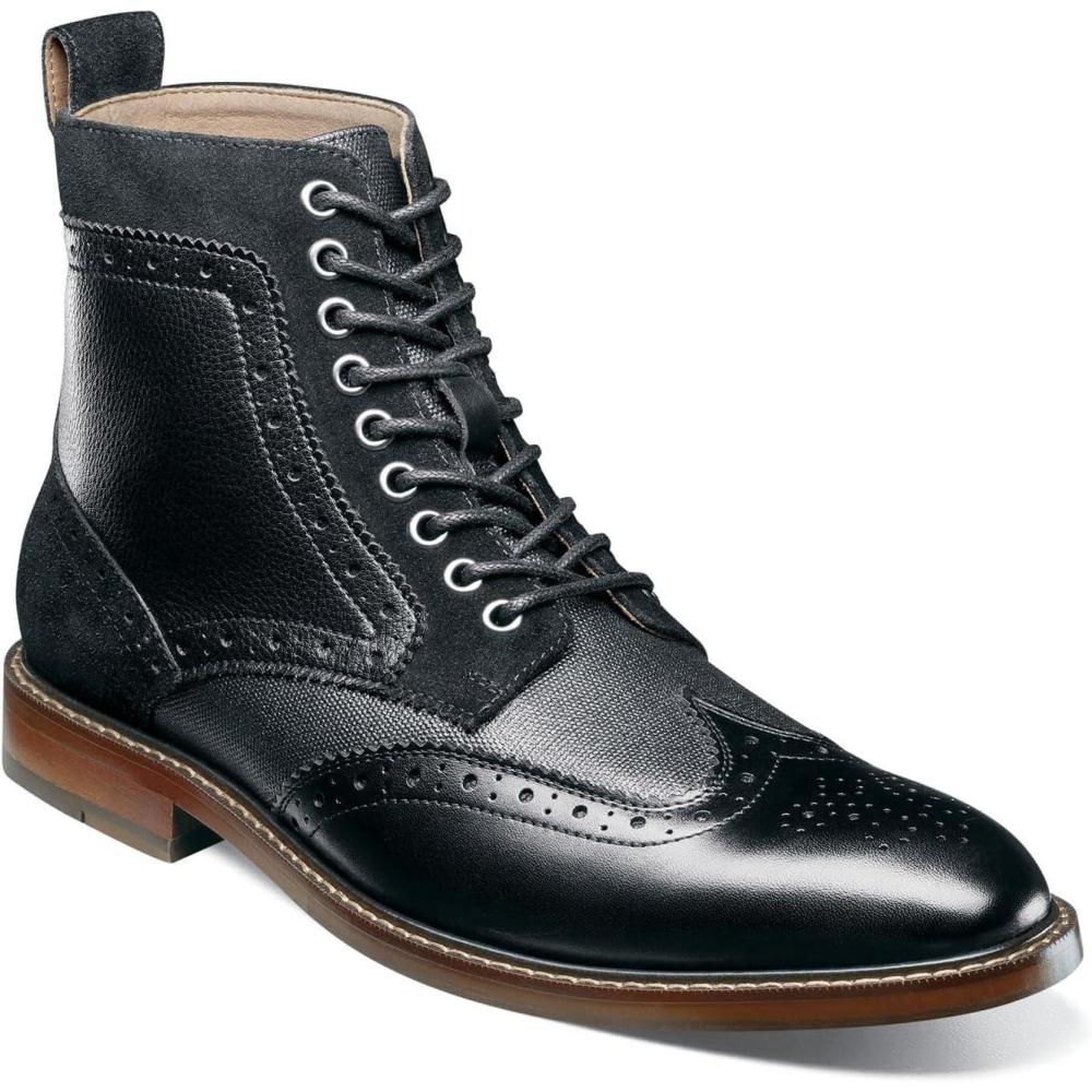 imageStacy Adams Mens Finnegan Wingtip Lace Up BootBlack Multi