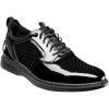 Stacy Adams Mens Spyre Plain Toe Elastic Lace(Black Patent)