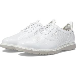 Stacy Adams Mens Spyre Plain Toe Elastic Lace(White Patent)