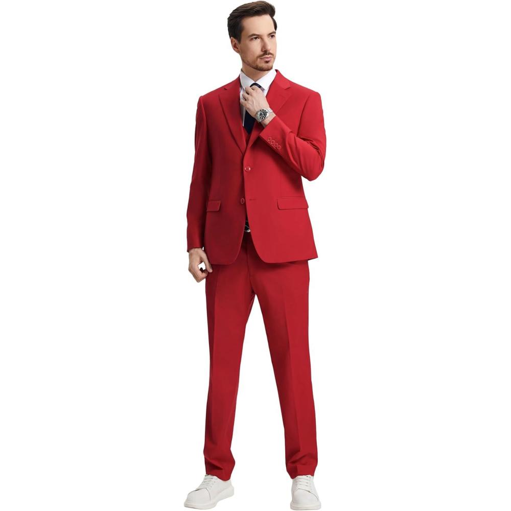 imageSTACY ADAMS Suits 3pc Suit Set Jacket Vest and Dress PantsHybridFit SuitsRed