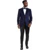 STACY ADAMS Men’s Classic Modern Blazer Jacket – Slim Fit Solid Velvet Tailored Jacket Only(Navy)