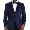 STACY ADAMS Men’s Classic Modern Blazer Jacket – Slim Fit Solid Velvet Tailored Jacket Only(Navy)