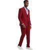 STACY ADAMS Men’s Classic 3-Piece Suit – Sharp Tailored Jacket, Sleek Vest, and Modern Slim-Fit Trousers(Cherry Red)