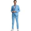 STACY ADAMS Men’s Classic 3-Piece Suit – Sharp Tailored Jacket, Sleek Vest, and Modern Slim-Fit Trousers(Sky Blue)