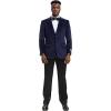 STACY ADAMS Men’s Classic Modern Blazer Jacket – Slim Fit Solid Velvet Tailored Jacket Only(Navy)