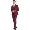 STACY ADAMS Suits 3pc Suit Set, Jacket Vest and Dress Pants,Hybrid-Fit Suits(Burgundy)