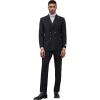 STACY ADAMS Suits 3pc Suit Set,Double Breasted Jacket Vest and Dress Pants,Hybrid-Fit Suits(Black)