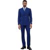 STACY ADAMS Suits 3pc Suit Set,Double Breasted Jacket Vest and Dress Pants,Hybrid-Fit Suits(Indigo)