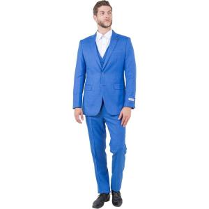 STACY ADAMS Men’s Sleek 3-Piece Suit – Slim Fit Tailored Jacket, Vest, and Slim-Fit Trousers(Blue)