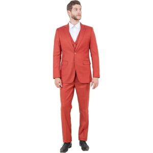 STACY ADAMS Men’s Sleek 3-Piece Suit – Slim Fit Tailored Jacket, Vest, and Slim-Fit Trousers(Rust)