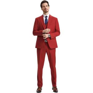 STACY ADAMS Suits 3pc Suit Set, Jacket Vest and Dress Pants,Hybrid-Fit Suits(Brick)
