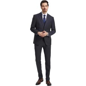 STACY ADAMS Suits 3pc Suit Set, Jacket Vest and Dress Pants,Hybrid-Fit Suits(Charcoal)