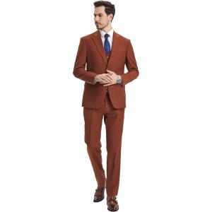 STACY ADAMS Suits 3pc Suit Set, Jacket Vest and Dress Pants,Hybrid-Fit Suits(Light Brown)
