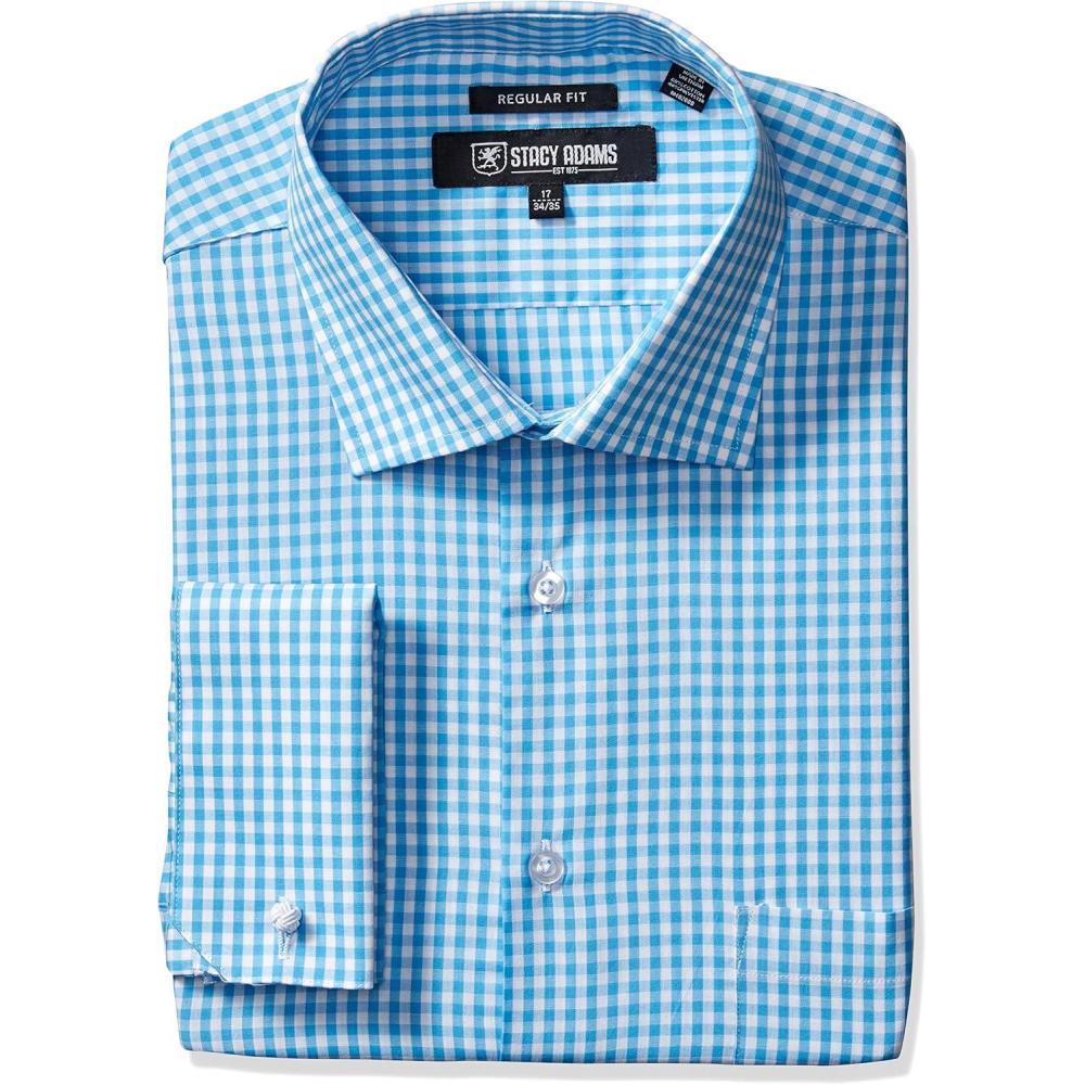 imageSTACY ADAMS Mens Big and Tall Gingham Check Dress ShirtAqua
