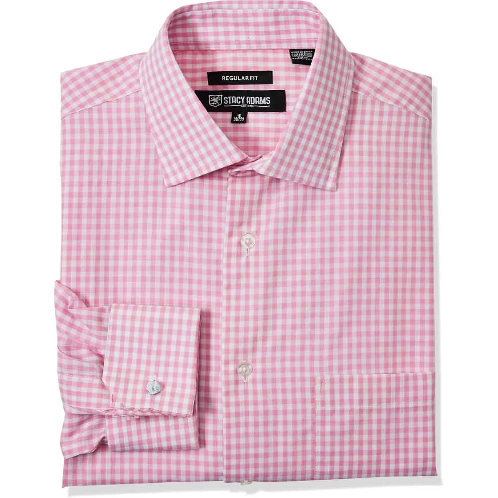 imageSTACY ADAMS Mens Big and Tall Gingham Check Dress ShirtPink