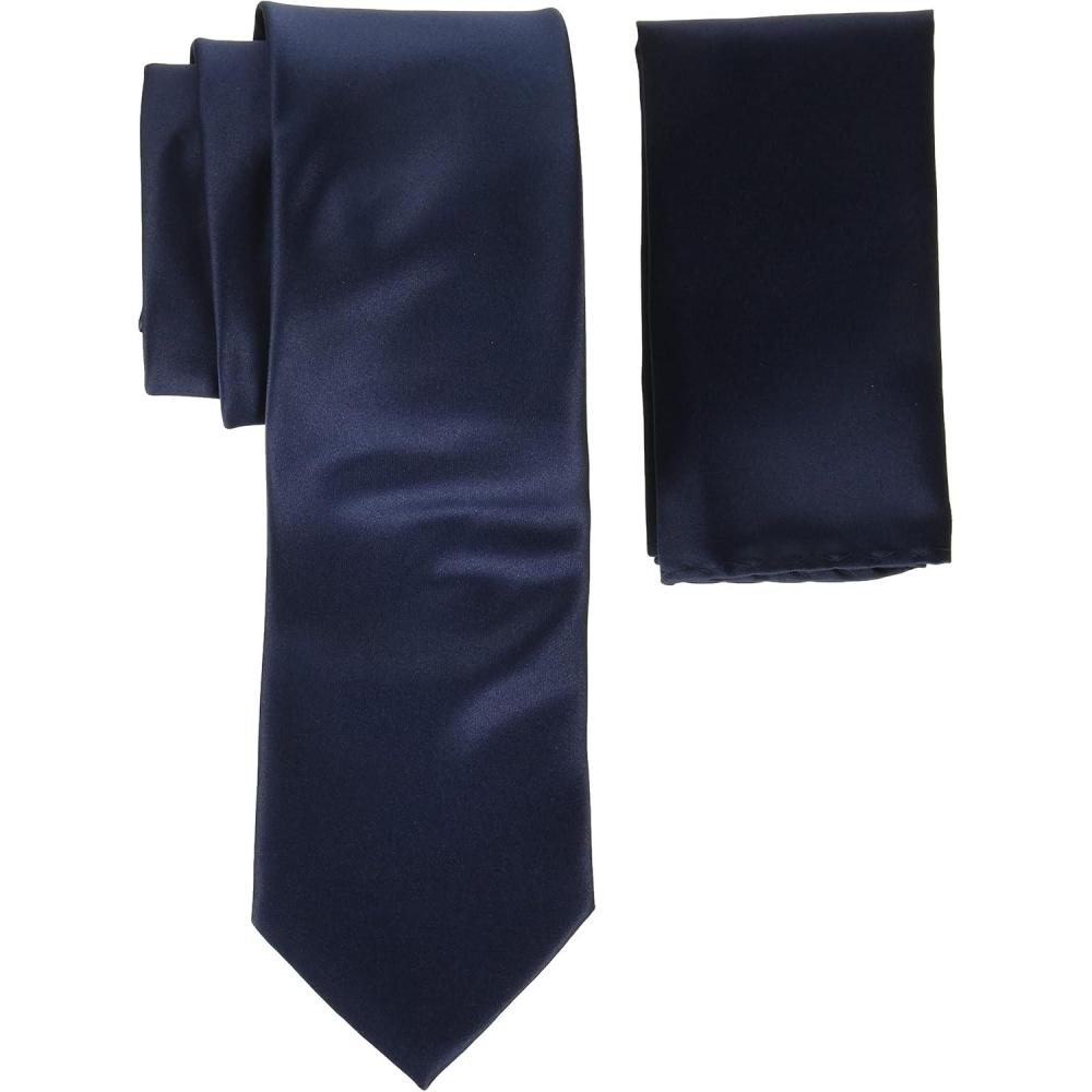 imageStacy Adams Mens Satin solid Tie SetBlue