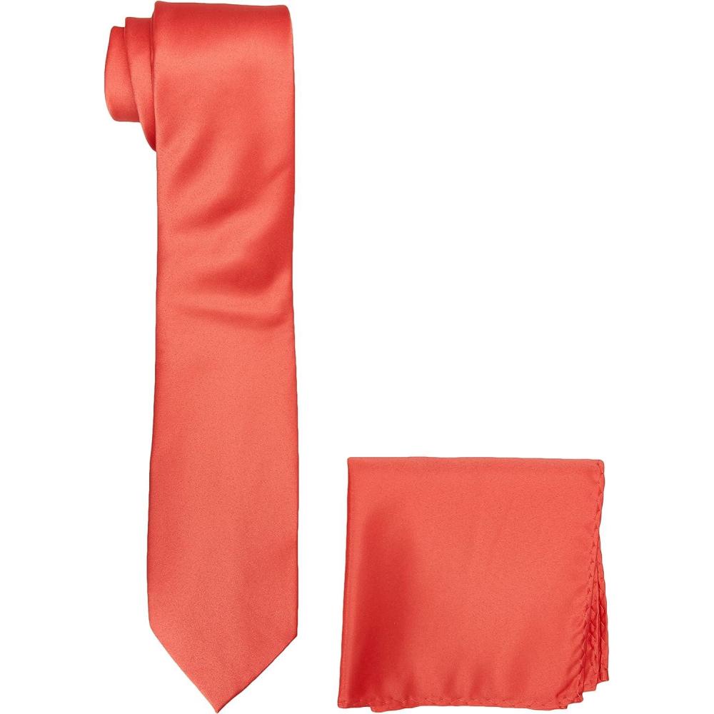 imageStacy Adams Mens Satin solid Tie SetCoral