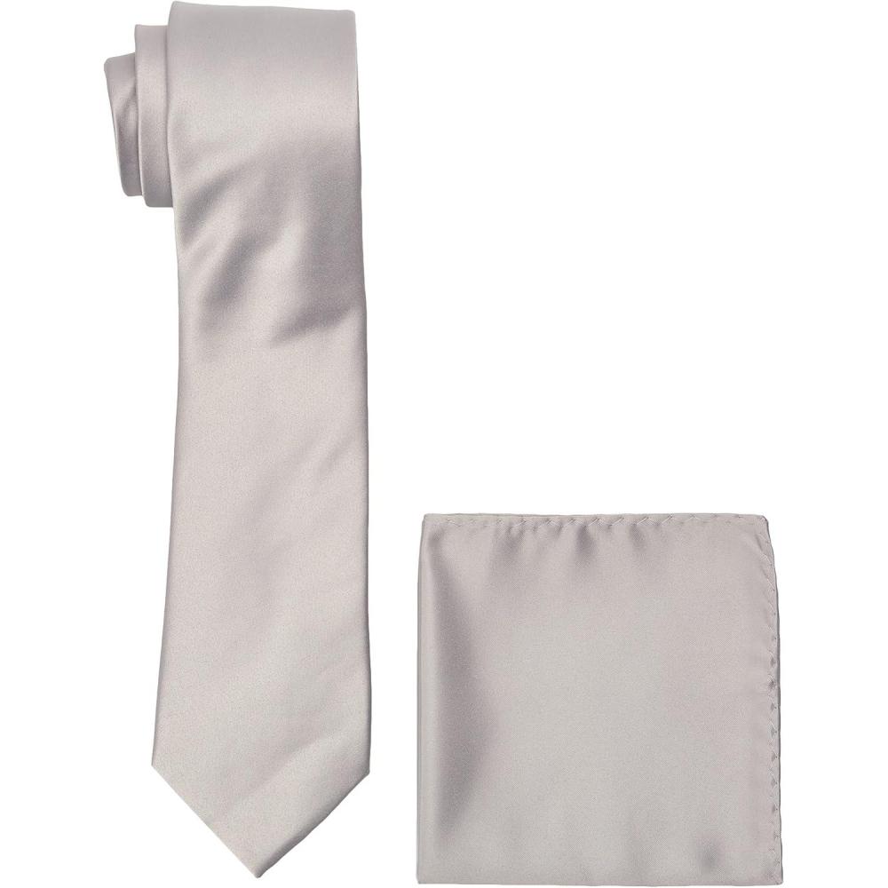 imageStacy Adams Mens Satin solid Tie SetSilver