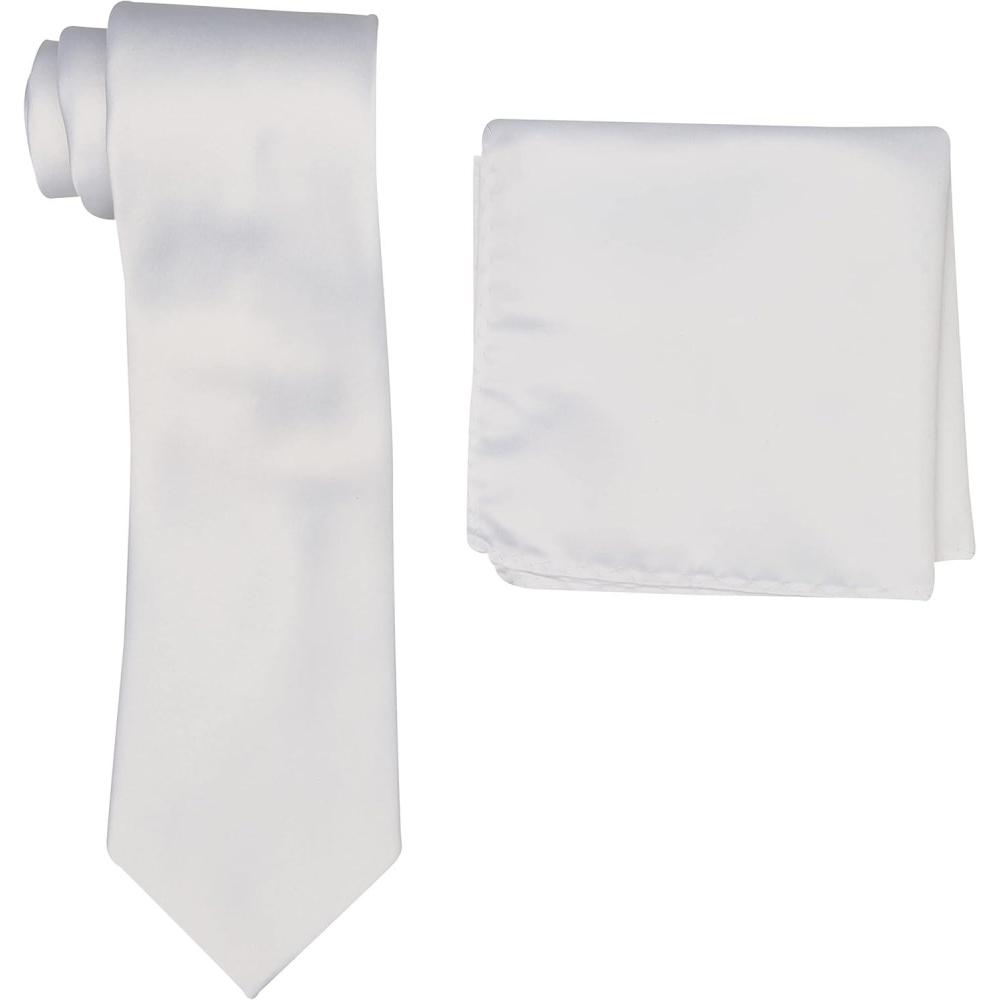 imageStacy Adams Mens Satin solid Tie SetWhite