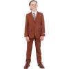 STACY ADAMS Boys’ Classic 5-Piece Suit Set – Blazer, Vest, Pants, Shirt & Tie(Brown)
