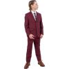 STACY ADAMS Boys’ Classic 5-Piece Suit Set – Blazer, Vest, Pants, Shirt & Tie(Burgundy)