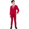 STACY ADAMS Boys’ Classic 5-Piece Suit Set – Blazer, Vest, Pants, Shirt & Tie(Red)