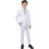 STACY ADAMS Boys’ Classic 5-Piece Suit Set – Blazer, Vest, Pants, Shirt & Tie(White)