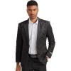 STACY ADAMS Men’s Classic Modern Blazer Jacket – Slim Fit Paisley with Satin Notch Lapel Tailored Jacket Only(Black)