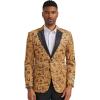 STACY ADAMS Men’s Classic Modern Blazer Jacket – Slim Fit Paisley with Satin Notch Lapel Tailored Jacket Only(Gold)