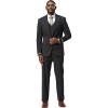 STACY ADAMS Men’s Neeson Classic Modern 3-Piece Suit – Slim Fit Checkered Print Tailored Jacket, Vest, and Trousers(Charcoal Grey)