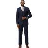 STACY ADAMS Men’s Neeson Classic Modern 3-Piece Suit – Slim Fit Checkered Print Tailored Jacket, Vest, and Trousers(Navy)