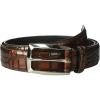 Stacy Adam’s Leather Dress Belt for Dickinson Oxford, Suits, Pants, Classic, Formal, Business, Work, Smooth Edge, Croco(Ozzie Croc Cognac)