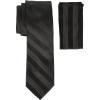 Stacy Adams Men’s Extra Long Formal Stripe Tie Set(Black)