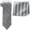 Stacy Adams Men’s Extra Long Formal Stripe Tie Set(Silver)
