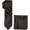 Stacy Adams Men’s Solid Woven Formal Stripe Tie Set(Black)