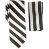 Stacy Adams Men’s Solid Woven Formal Stripe Tie Set(Black/White)
