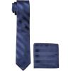 Stacy Adams Men’s Solid Woven Formal Stripe Tie Set(Navy)