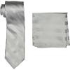 Stacy Adams Men’s Solid Woven Formal Stripe Tie Set(Silver)