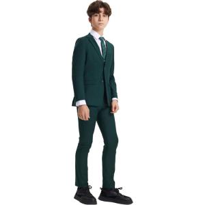STACY ADAMS Boys’ Classic 5-Piece Suit Set – Blazer, Vest, Pants, Shirt & Tie(Green)