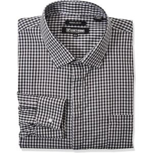 STACY ADAMS Men’s Big and Tall Gingham Check Dress Shirt(Black)