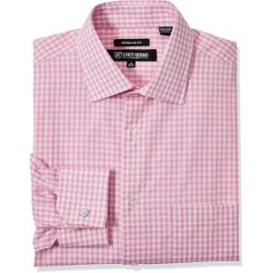 STACY ADAMS Men’s Big and Tall Gingham Check Dress Shirt(Pink)