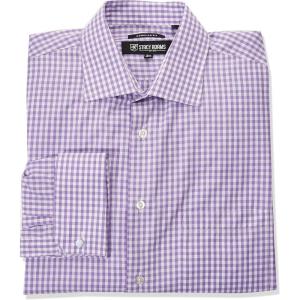 STACY ADAMS Men’s Big and Tall Gingham Check Dress Shirt(Purple)
