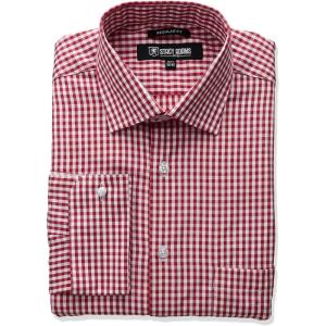 STACY ADAMS Men’s Big and Tall Gingham Check Dress Shirt(Red)