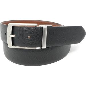 Stacy Adam’s Leather Dress Belt for Dickinson Oxford, Suits, Pants, Classic, Formal, Business, Work, Smooth Edge, Croco(Enzo Reversible Black/Cognac)