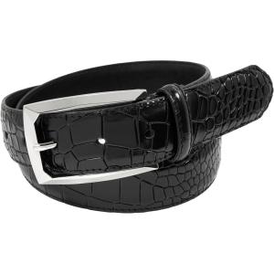 Stacy Adam’s Leather Dress Belt for Dickinson Oxford, Suits, Pants, Classic, Formal, Business, Work, Smooth Edge, Croco(Ozzie Croc Black)