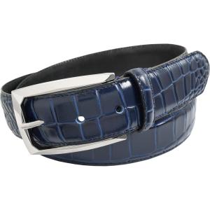 Stacy Adam’s Leather Dress Belt for Dickinson Oxford, Suits, Pants, Classic, Formal, Business, Work, Smooth Edge, Croco(Ozzie Croc Blue)