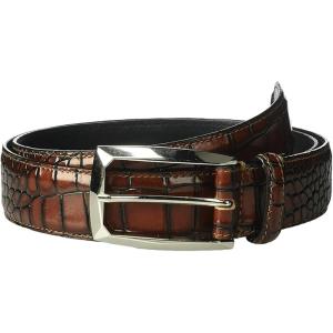 Stacy Adam’s Leather Dress Belt for Dickinson Oxford, Suits, Pants, Classic, Formal, Business, Work, Smooth Edge, Croco(Ozzie Croc Cognac)