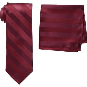 Stacy Adams Men’s Extra Long Formal Stripe Tie Set(Burgundy)