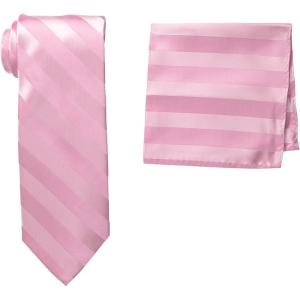 Stacy Adams Men’s Extra Long Formal Stripe Tie Set(Pink)