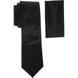 Stacy Adams Men’s Satin solid Tie Set(Black)